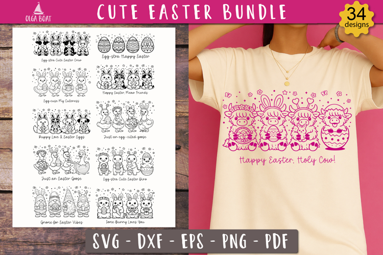 Cute Easter animal SVG design Funny Easter bundle