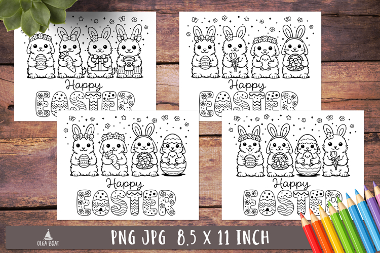 Cute Easter Bunny Coloring Pages Happy Easter printable