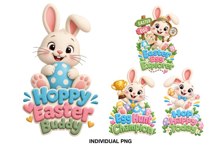 Cute Easter Bunny PNG Designs Kids T-Shirt and Baby Bodysuit