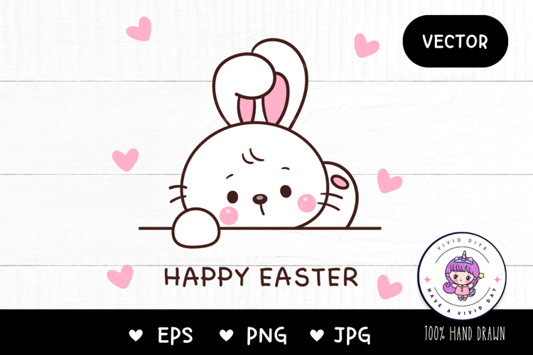 Cute bunny clipart rabbit kawaii animals easter sublimation
