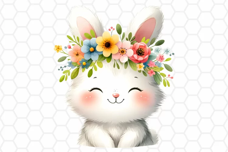 Cute Easter Bunny Watercolor Clipart | Easter PNG Design