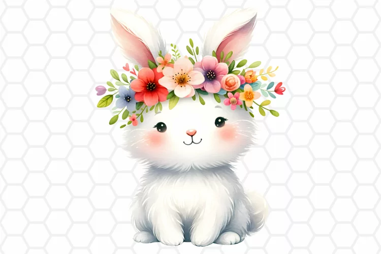 Cute Easter Bunny Watercolor Clipart | Easter PNG Design