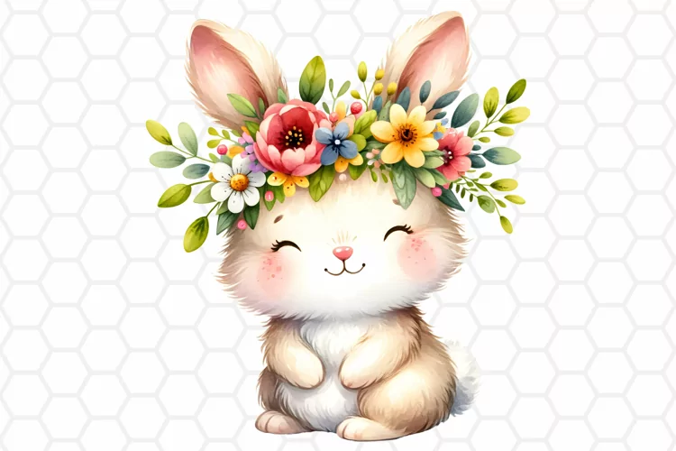 Cute Easter Bunny Watercolor Clipart | Easter PNG Design