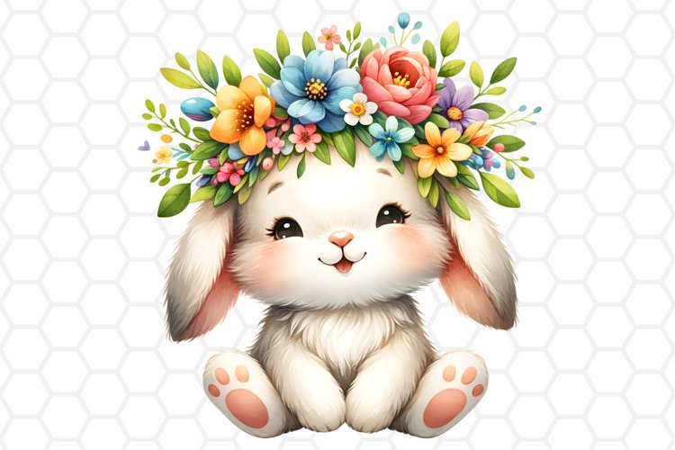 Cute Easter Bunny Watercolor Clipart Easter PNG Design