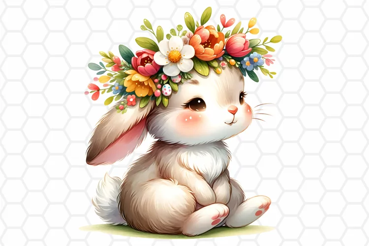 Cute Easter Bunny Watercolor Clipart | Easter PNG Design