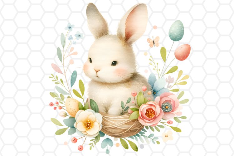 Cute Easter Bunny Watercolor Clipart Sublimation PNG