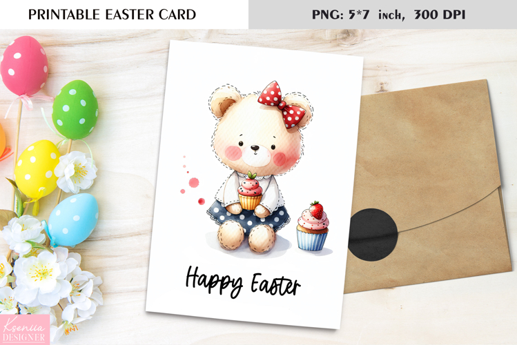 Cute Watercolor Animal |Happy Easter Card|Printable Card