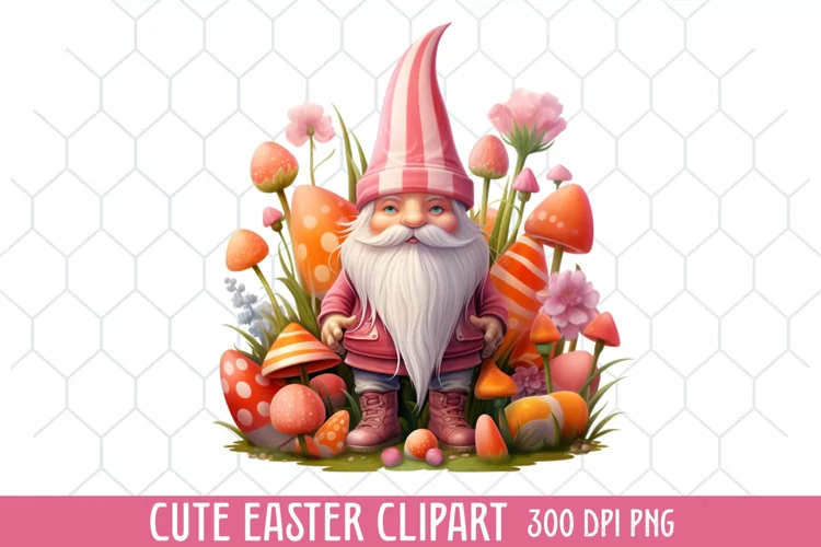 Cute Easter Day Gnome Clipart , Easter Gnome Watercolor