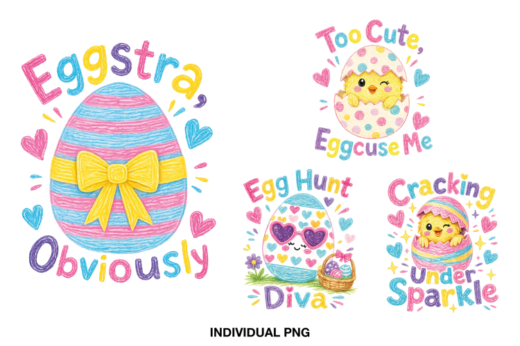 Cute Easter Egg PNG Designs for Kids Shirts
