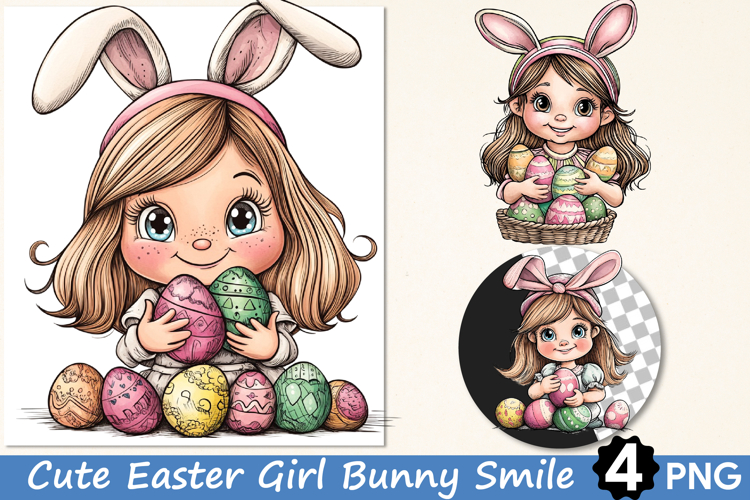 Cute Easter Girl Bunny Smile Clipart