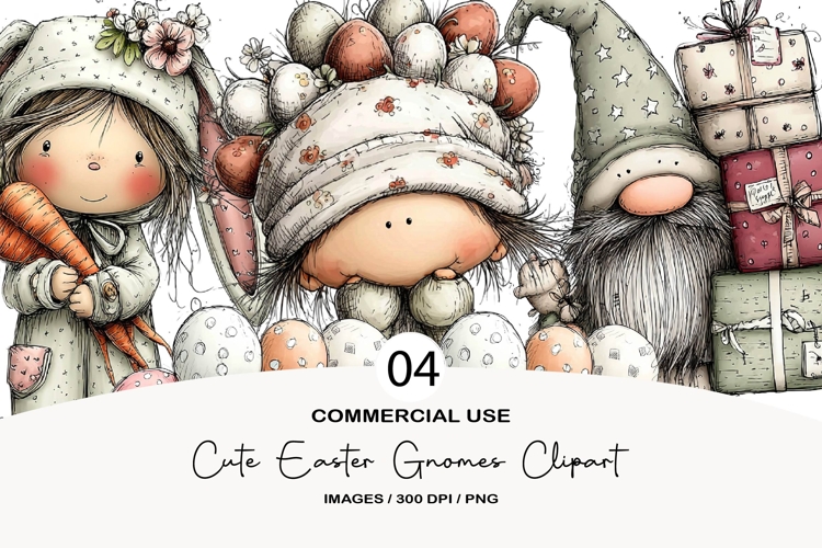 Cute Easter gnomes clipart