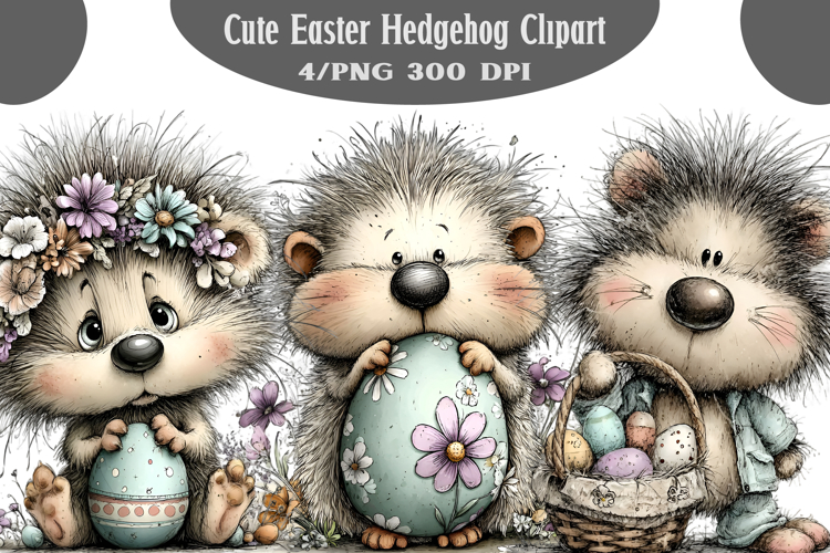Cute Easter Hedgehog Clipart