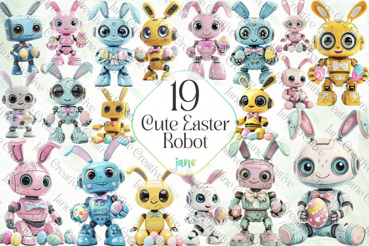 Cute Easter Robot Sublimation Bundle