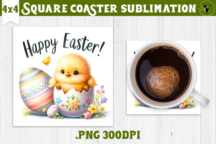 Easter Square Coaster | Cute Easter sublimation