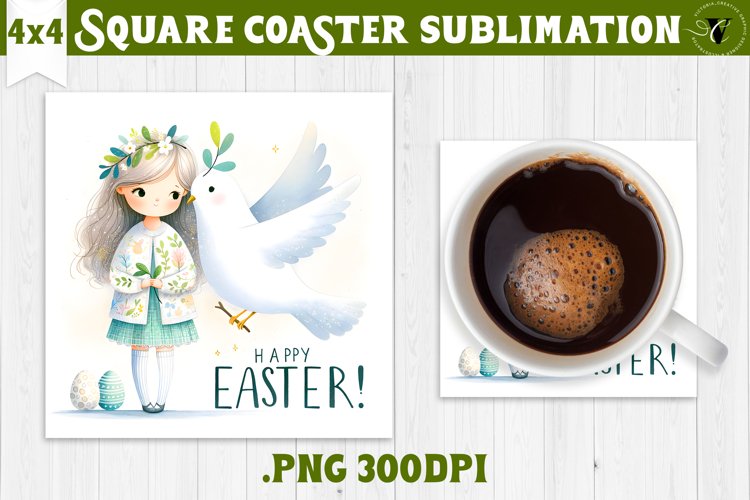 Easter Square Coaster | Cute Easter sublimation