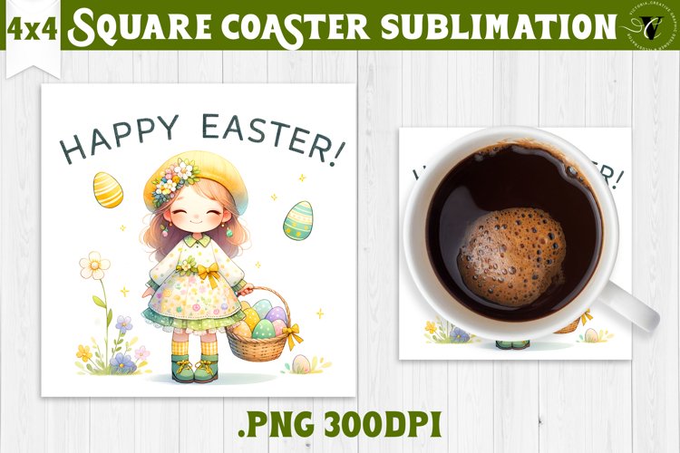 Easter Square Coaster | Cute Easter sublimation