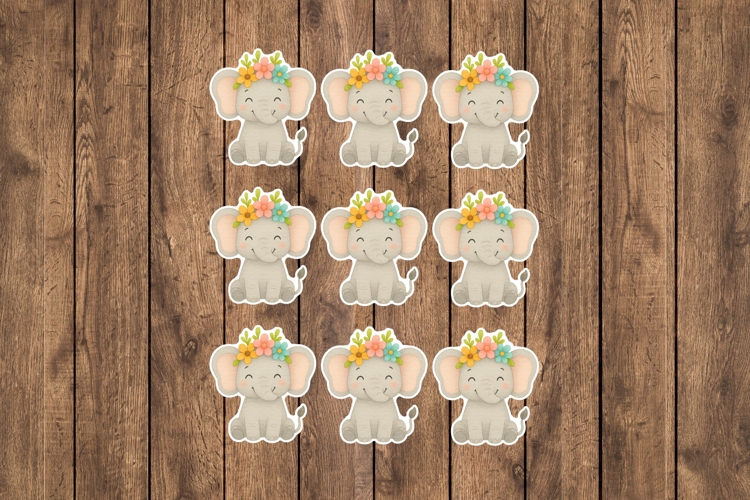 Cute Elaphant Printable Stickers - PNG Sticker Sheet
