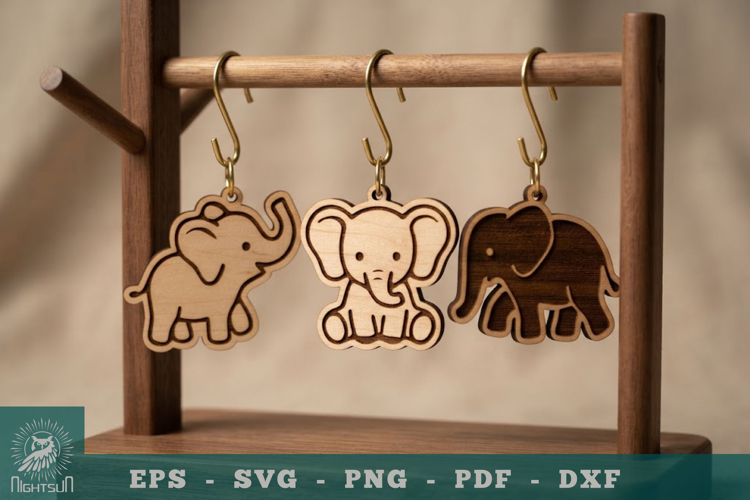 Cute Elephant Lasercut Keychain