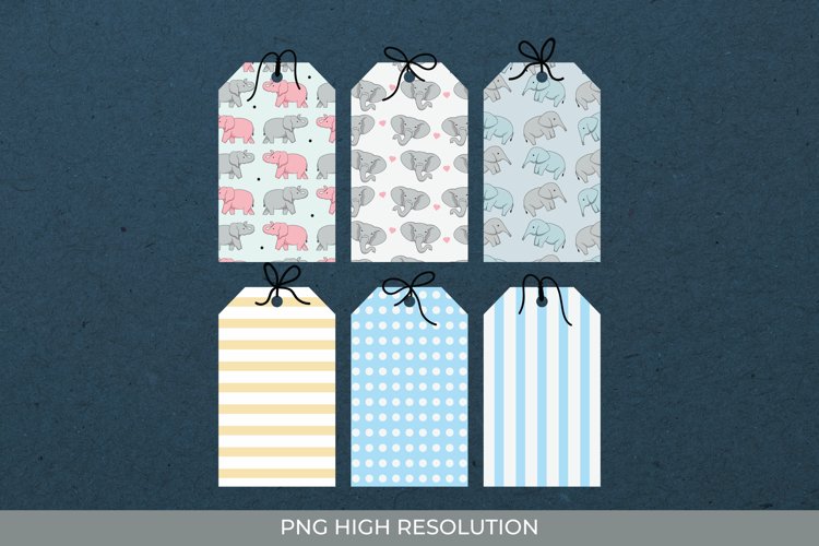 Cute Elephant Patterned Shaped Tag