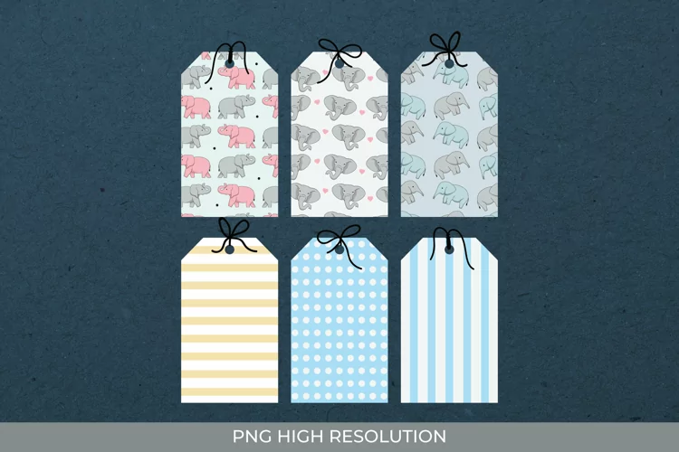 Cute Elephant Patterned Shaped Tag