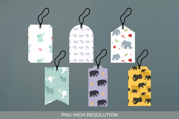 Cute Elephant Patterned Shaped Tag