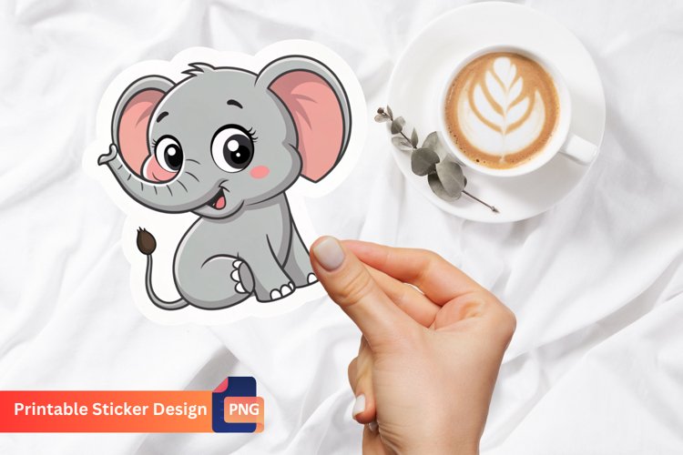 Cute Elephant Sticker, Cute Animal Sticker, Elephant Decals
