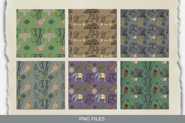 Cute Elephant with Vintage Color Paper Packs