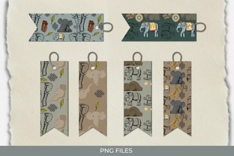 Cute Elephant with Vintage Color Shaped Tags