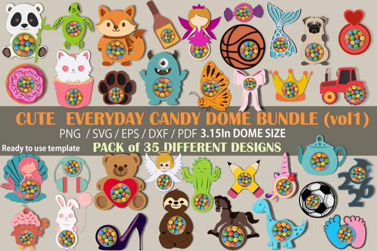 Cute Everyday Candy Dome SVG Mega Bundle