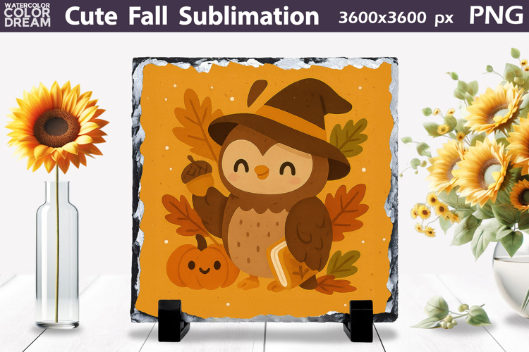 Cute Fall Sublimation | Autumn Leaves Owl Pumpkin PNG