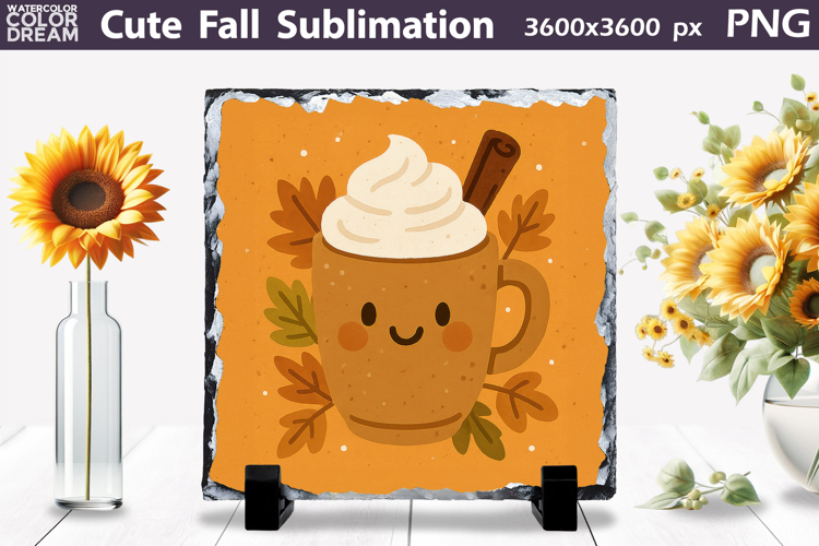 Cute Fall Sublimation | Autumn Leaves Pumpkin Latte PNG