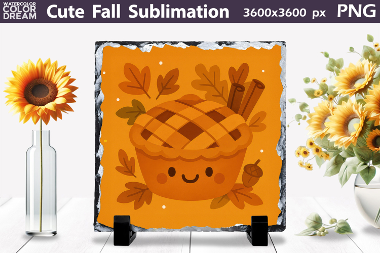 Cute Fall Sublimation | Autumn Leaves Pumpkin Pie PNG