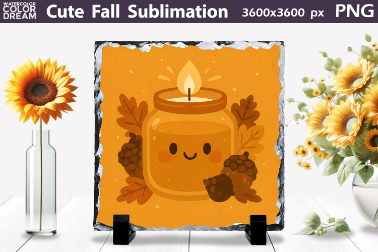Cute Fall Candle Clipart | Autumn Acorn Sublimation