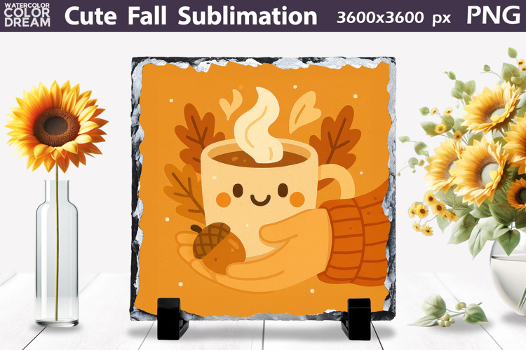 Cute Autumn Coffee print | Cozy Fall Sublimation