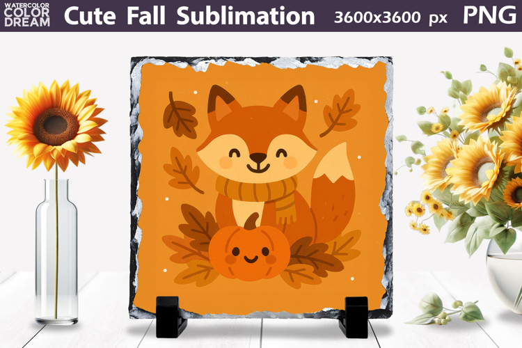 Cute Fox Clipart | Autumn Leaf Sublimation