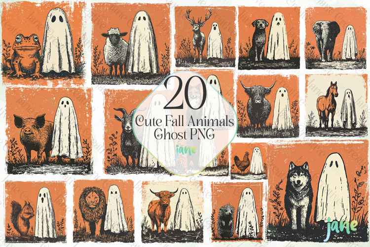 Cute Fall Animals Ghost Sublimation Bundle