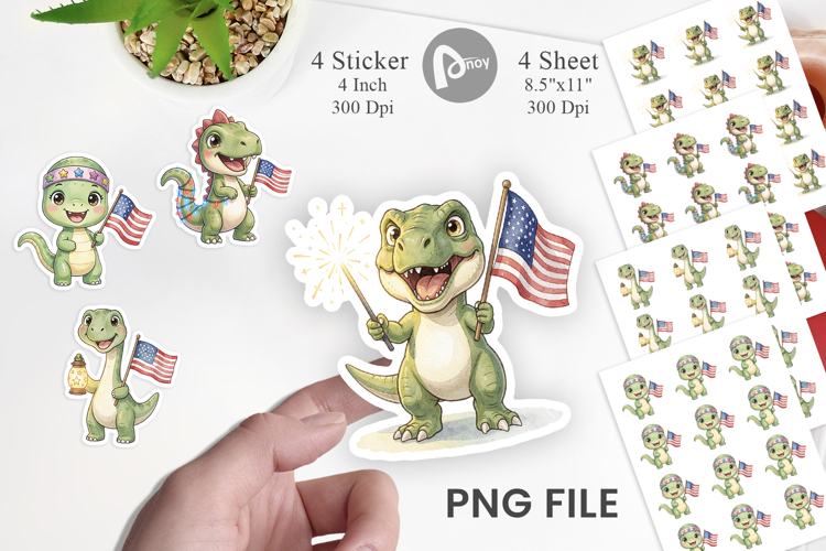 Cute Firework Sparkler Dino Sticker