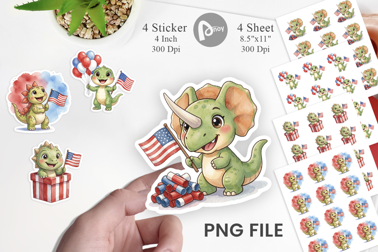 Cute Firework Sparkler Dino Sticker