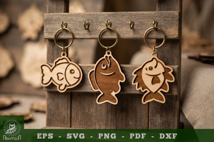 Cute Fish Lasercut Keychain