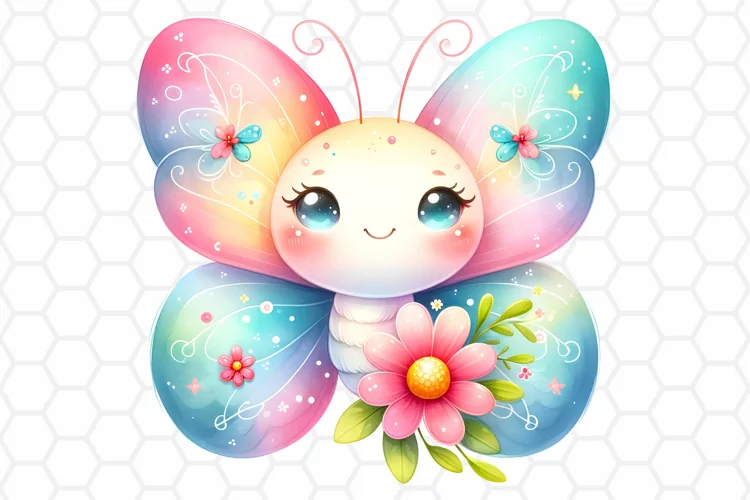 Cute Floral Watercolor Butterfly Clipart, Sublimation PNG