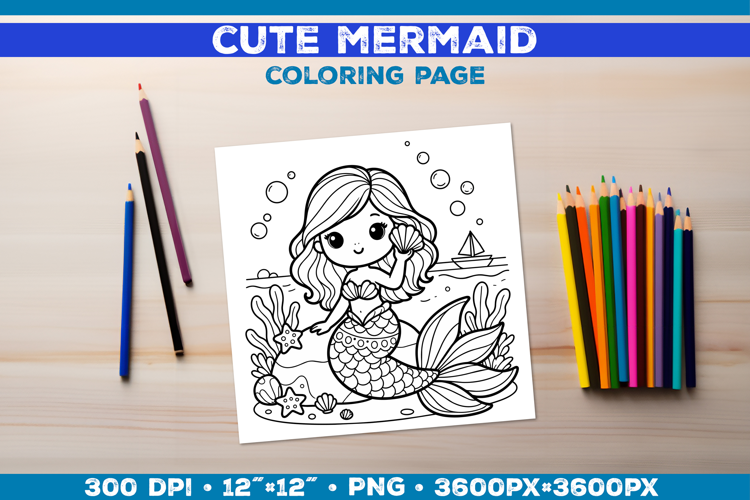 Mermaid Printable Coloring Page. Mermaid Coloring Book