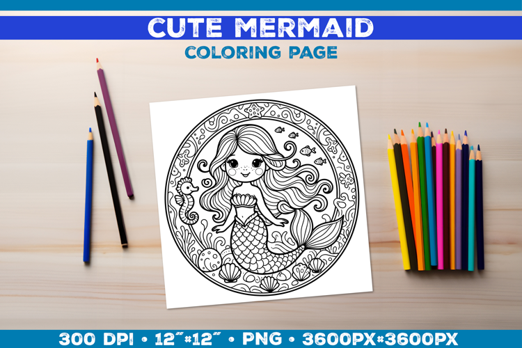 Mermaid Printable Coloring Page. Mermaid Coloring Book