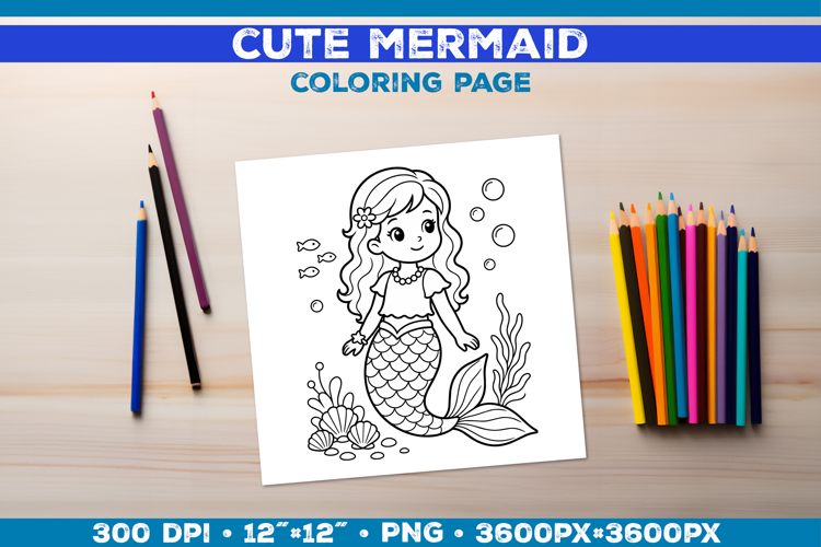 Mermaid Printable Coloring Page. Mermaid Coloring Book