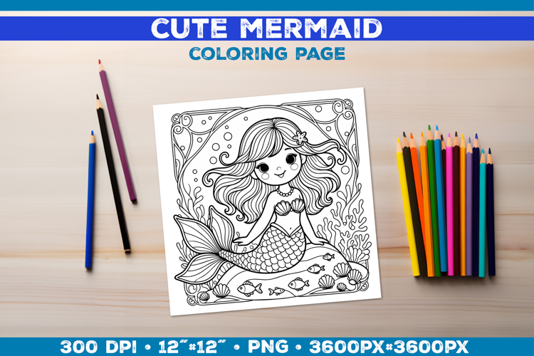 Mermaid Printable Coloring Page. Mermaid Coloring Book
