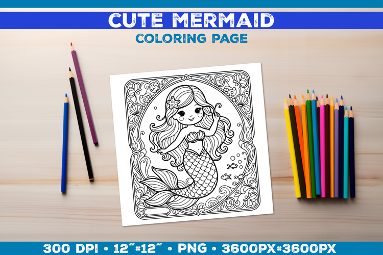 Mermaid Printable Coloring Page. Mermaid Coloring Book