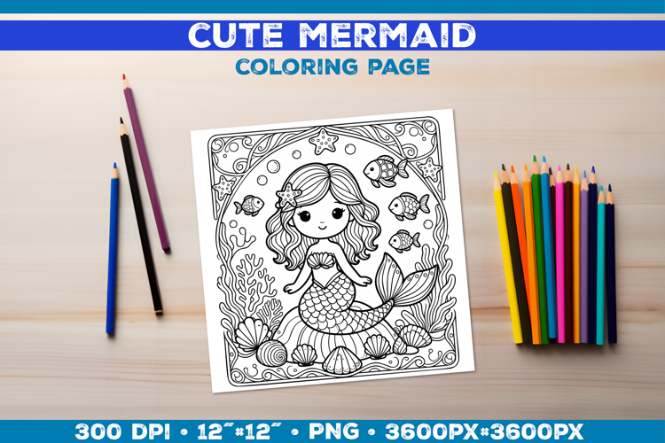 Mermaid Printable Coloring Page. Mermaid Coloring Book