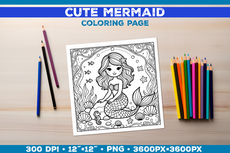 Mermaid Printable Coloring Page. Mermaid Coloring Book