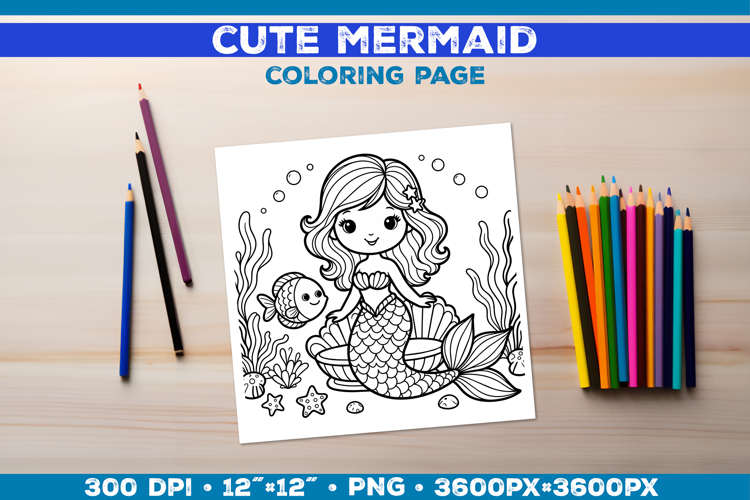 Mermaid Printable Coloring Page. Mermaid Coloring Book