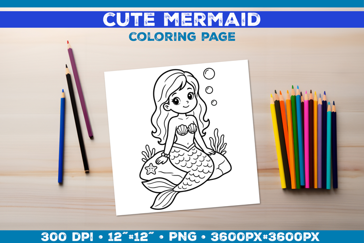 Mermaid Printable Coloring Page. Mermaid Coloring Book