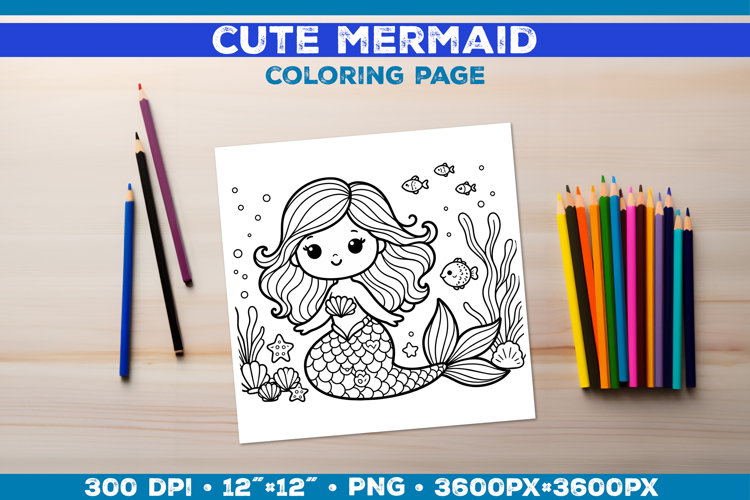 Mermaid Printable Coloring Page. Mermaid Coloring Book